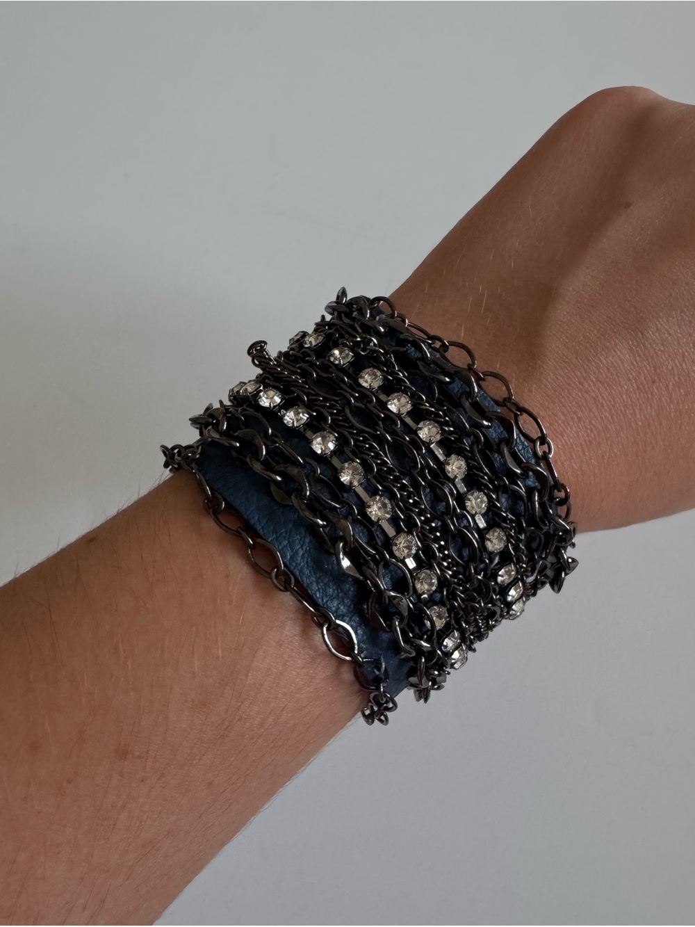 Faux Leather Beaded Snap Bracelet